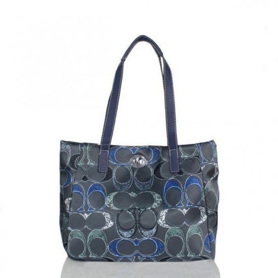 Coach Poppy Turnlock Medium Navy Totes BWU - Click Image to Close